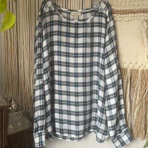Loft silk like plaid blouse